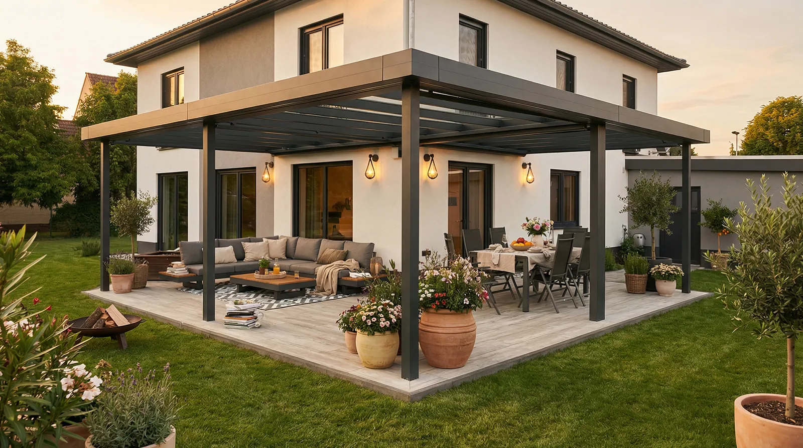 Terrassendach Flachdach XL Eck - Beispielbild Sonderkonstruktion