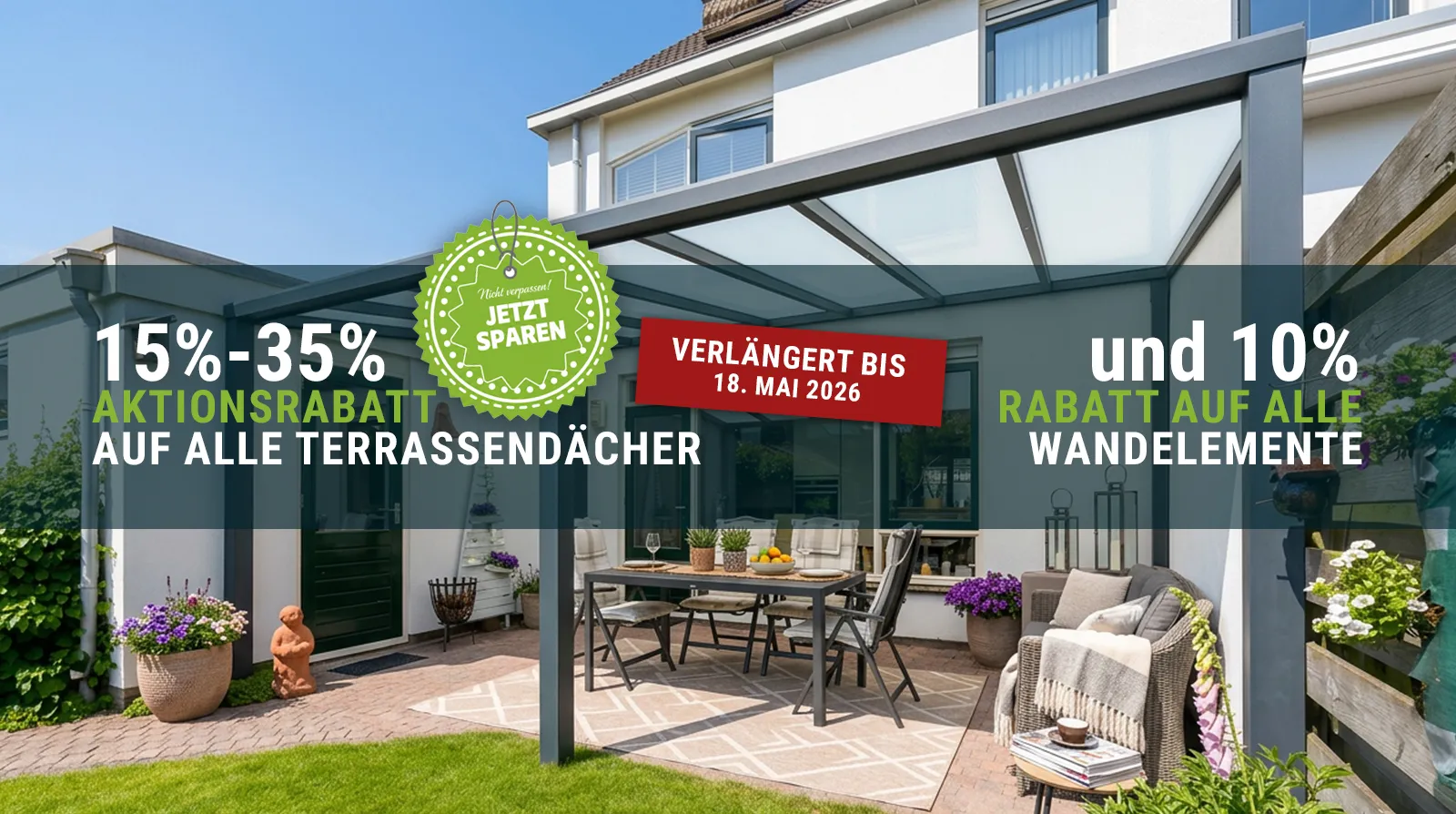 Terrassendach Einsteiger XS freistehend - Jetzt Rabattaktion nutzen & sparen % 
