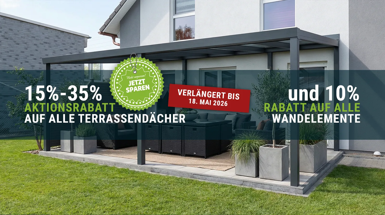 Terrassendach Premium Xl freistehend - Jetzt Rabattaktion nutzen & sparen % 
