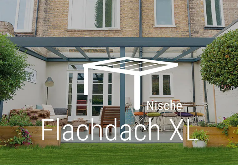 Flachdach XL für Nischen – Terrassenüberdachung passgenau