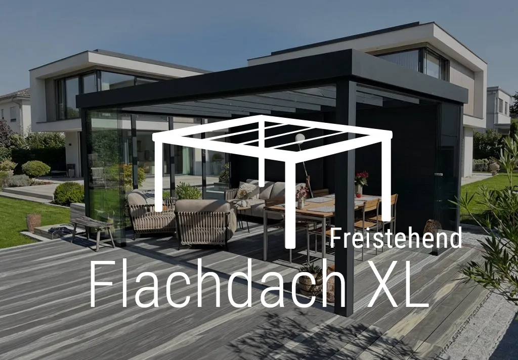 Freistehendes Terrassendach Flachdach XL – modernes Design