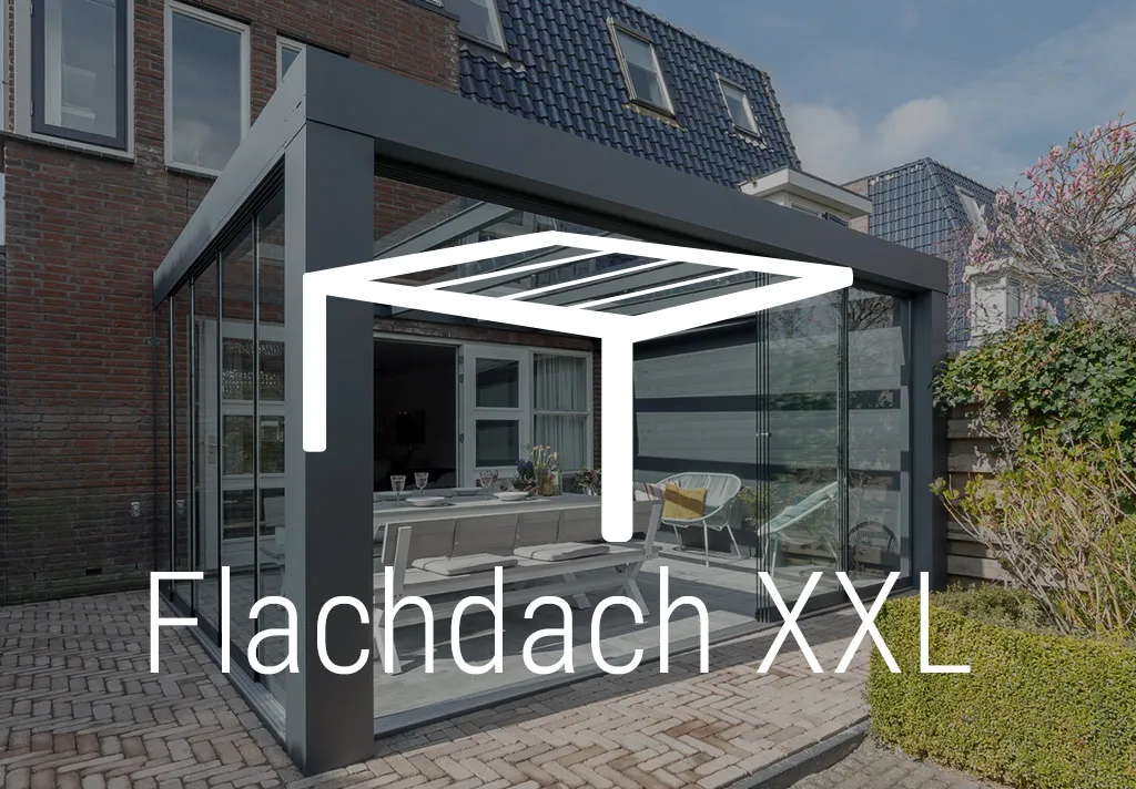 Flachdach XXL freistehend – große Terrassenüberdachung