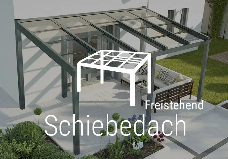 Freistehende Terrassenüberdachung mit Schiebedach