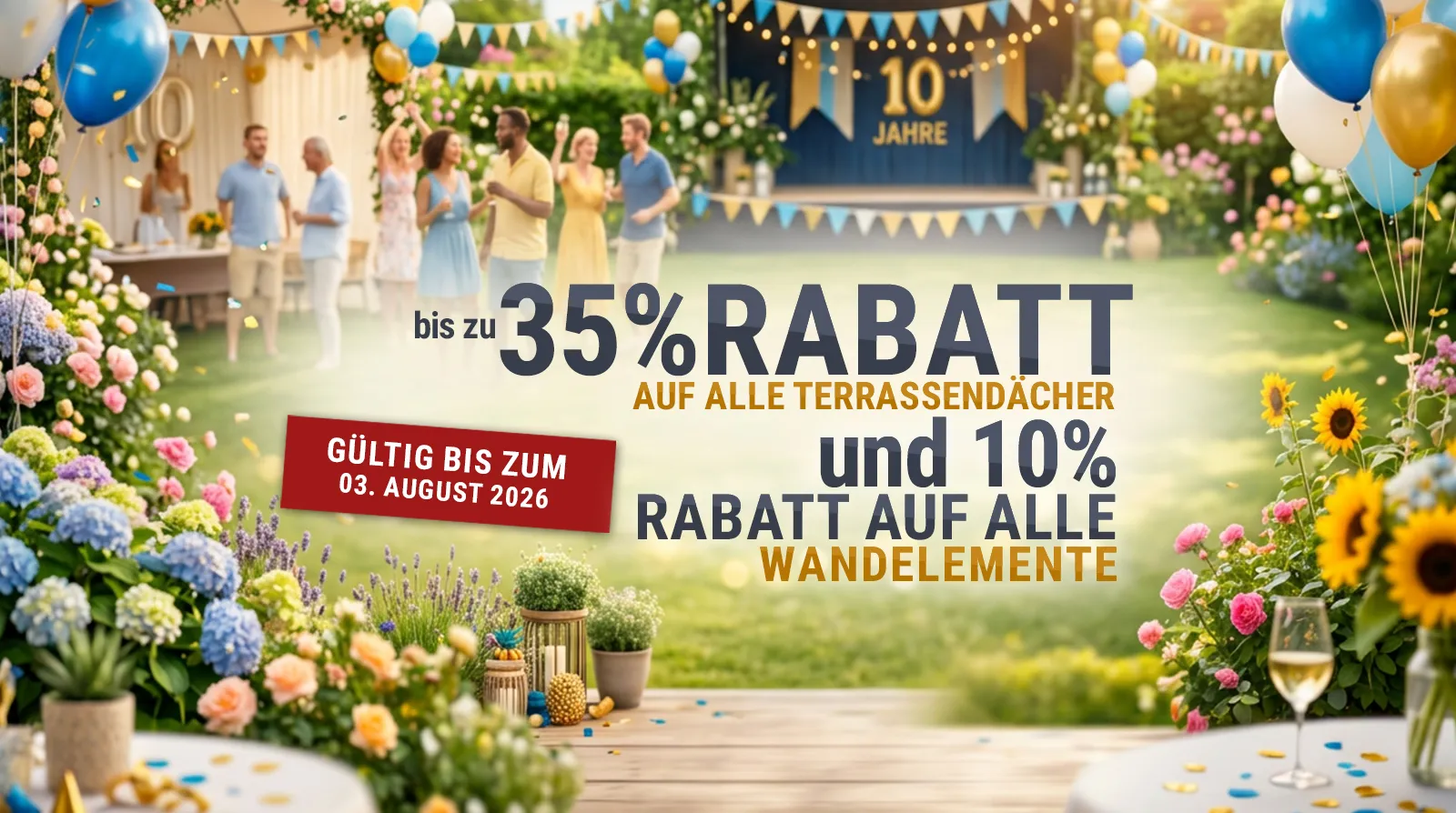 Terrassendach Schiebedach - Jetzt Rabattaktion nutzen & sparen %
