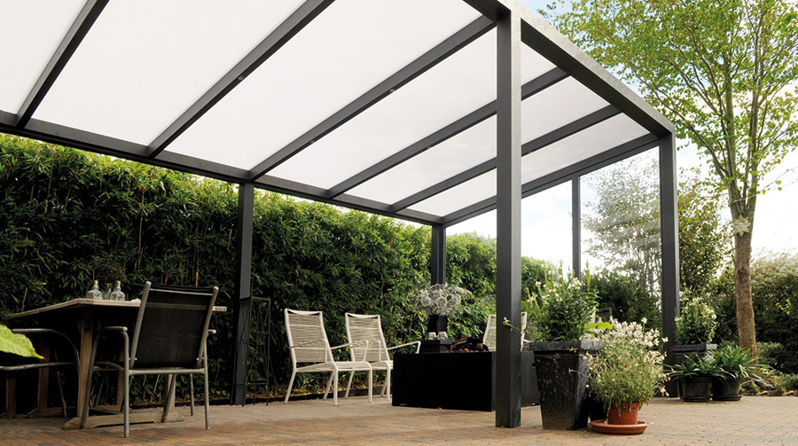 Flachdach XXL freistehende Terrassenüberdachung – Ansicht 2