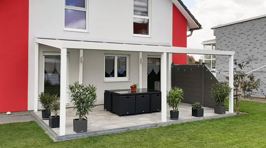 Flachdach XXL freistehende Terrassenüberdachung – Ansicht 3