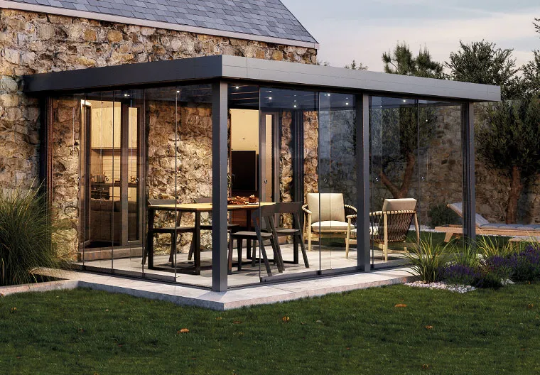 Flachdach Terrassenüberdachung – Detailansicht