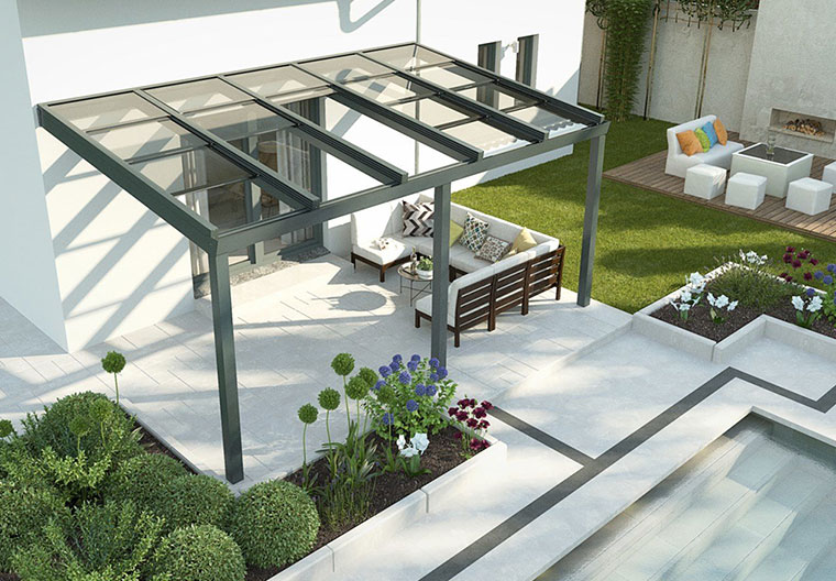 Schiebedach Terrassenüberdachung – Detailansicht