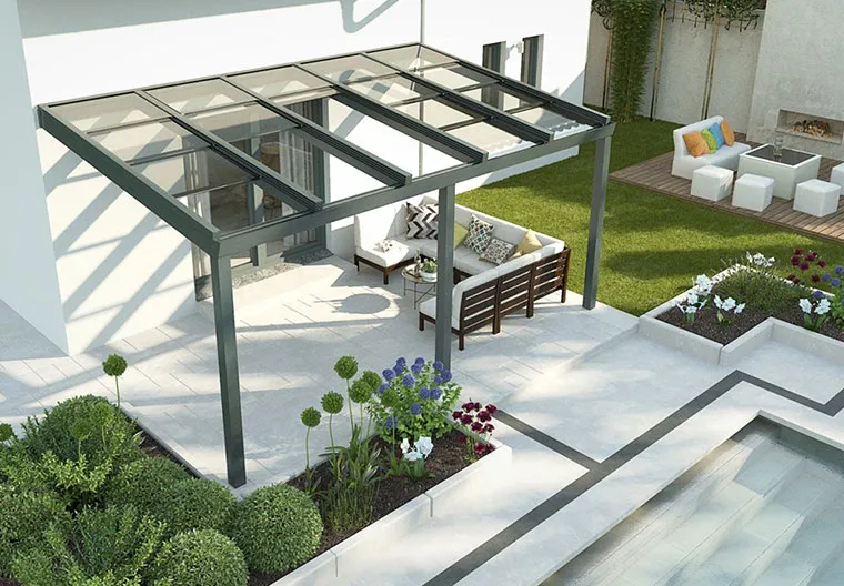 Schiebedach Terrassenüberdachung – Detailansicht