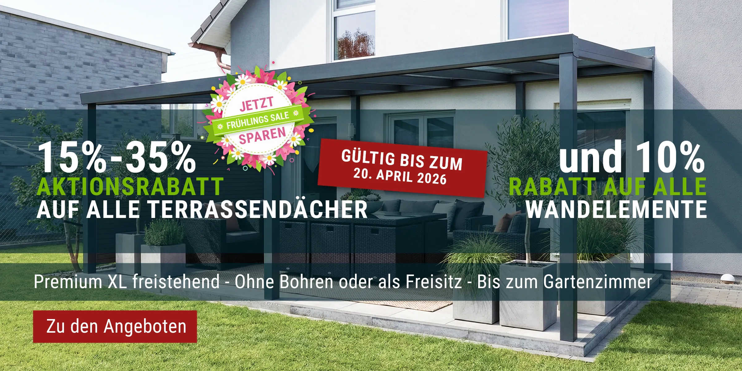 Terrassenüberdachung mit freistehender Konstruktion