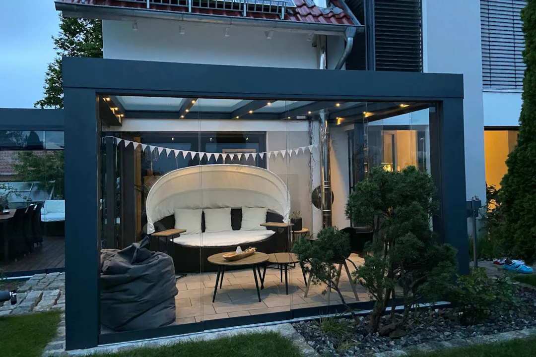 Terrassendach CUBE Flachdach XXL Wandanschluss