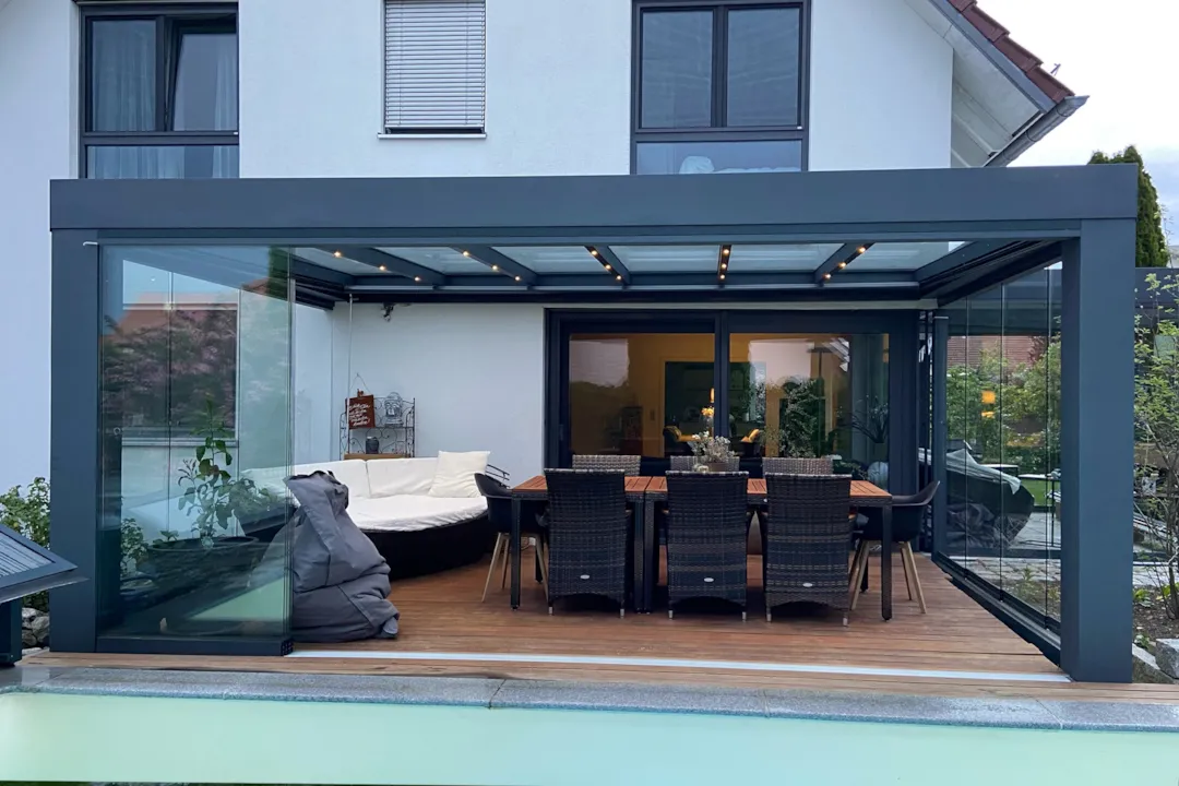 Terrassendach CUBE Flachdach XXL Wandanschluss
