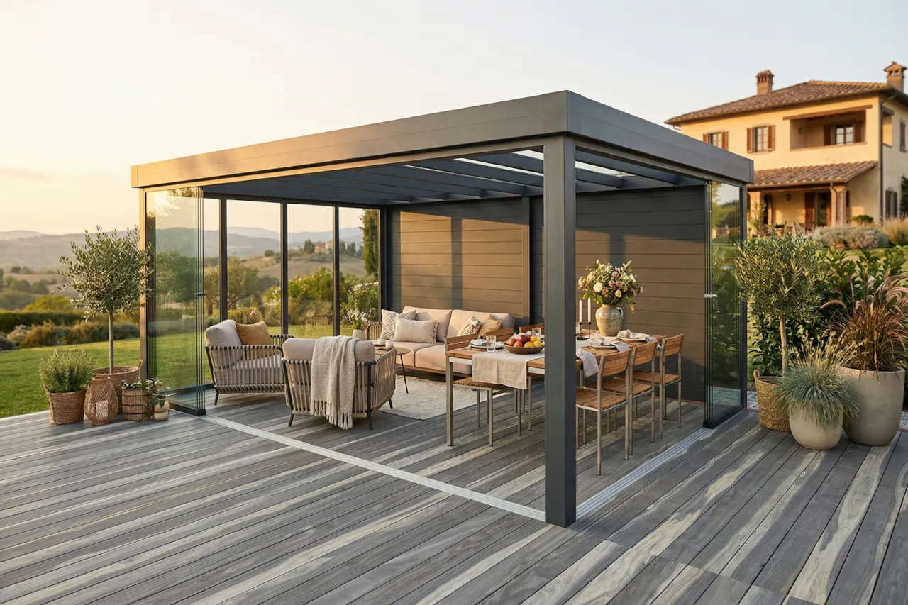 Terrassendach Freistehend Flachdach XL