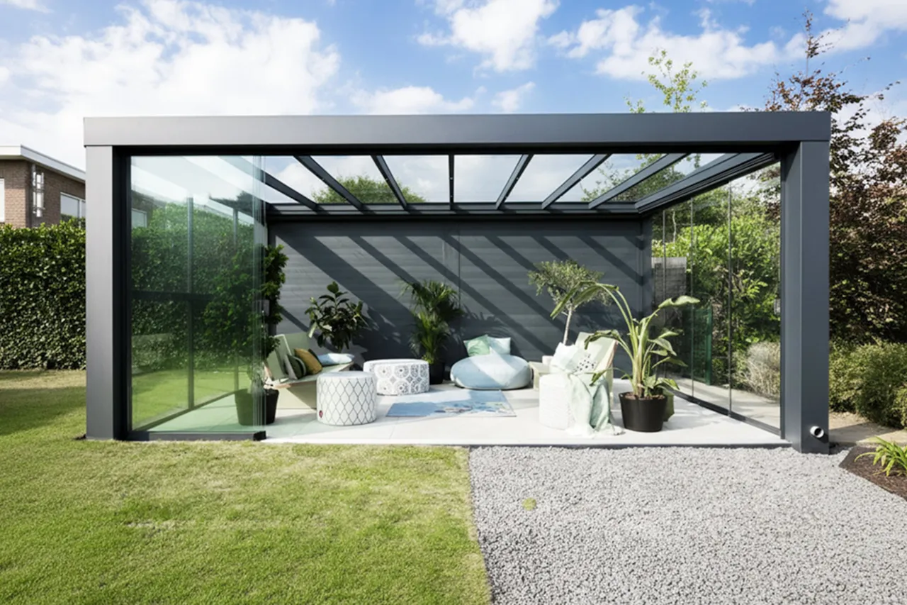 Terrassendach CUBE Freistehend Flachdach XXL