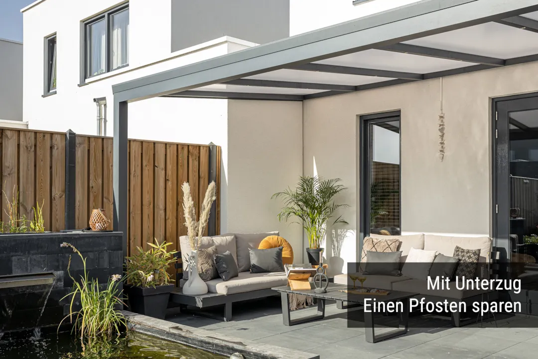 Terrassendach  Einsteiger XS - mit Unterzug auf 2 Pfosten