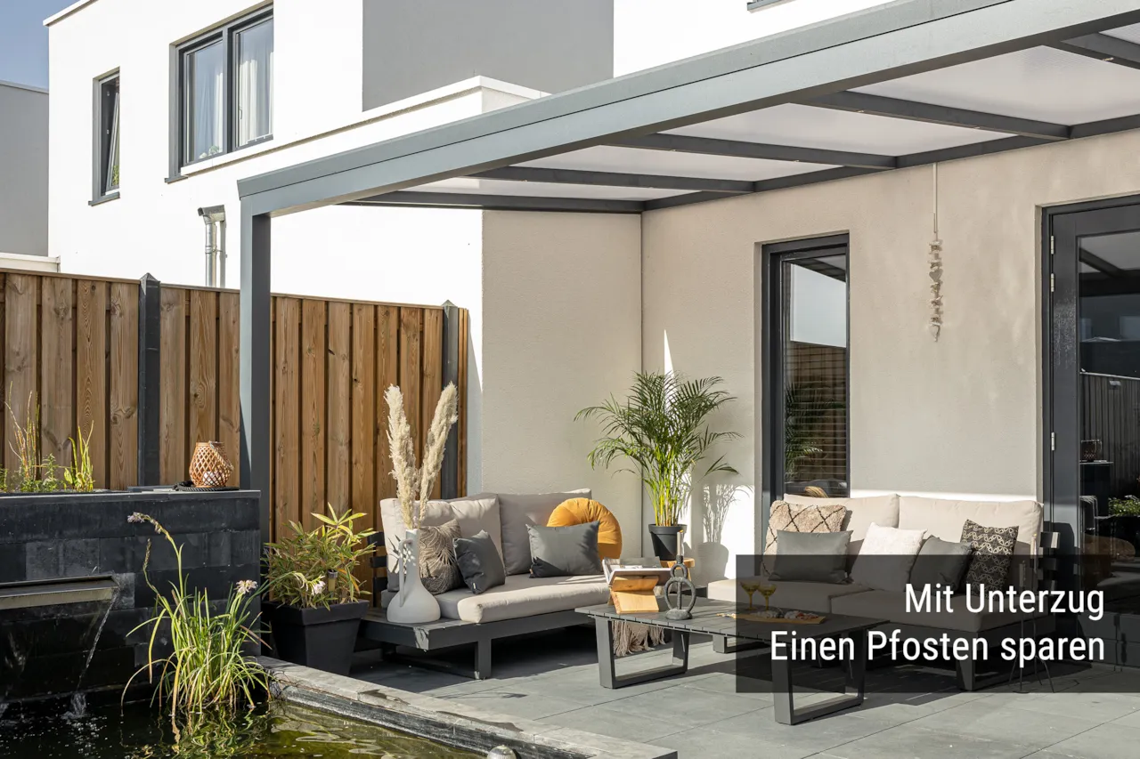 Terrassendach  Einsteiger XS - mit Unterzug auf 2 Pfosten