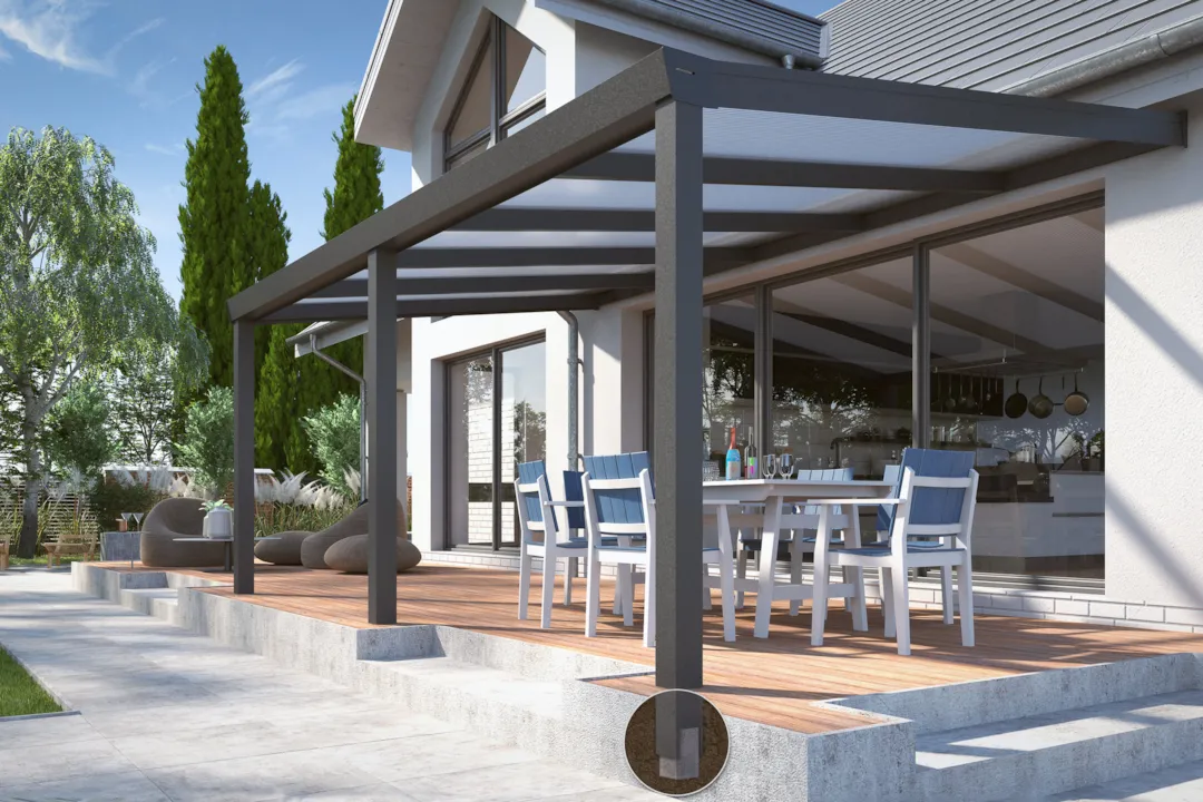 Terrassendach Premium XL - Beispiel auf 3 Pfosten