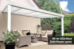Terrassendach Premium XL - mit Unterzug auf 2 Pfosten