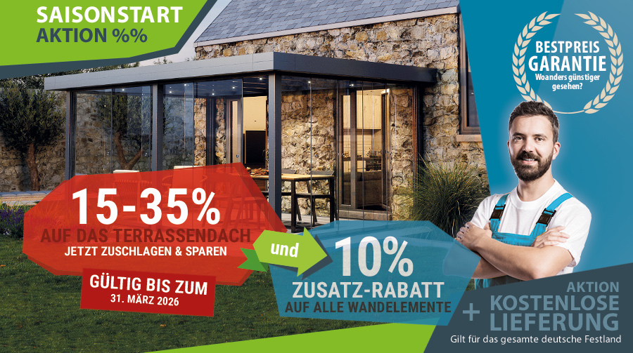 Flachdach XL Eck Terrassenüberdachung