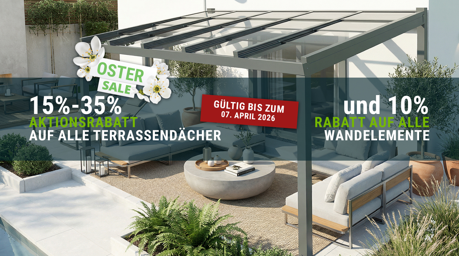 Schiebedach freistehende Terrassenüberdachung